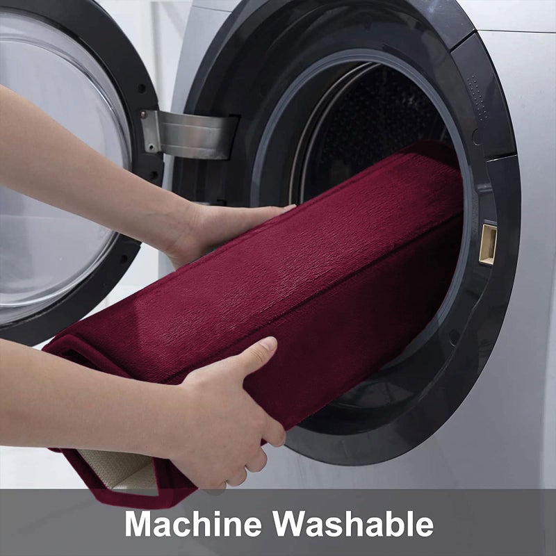 Buganda Memory Foam Bath Mat, 47" x 17", Ultra Soft and Non-Slip Bathroom Rugs, Water Absorbent and Machine Washable Bath Rug Runner for Bathroom, Shower, and Tub, Burgundy - Image 5